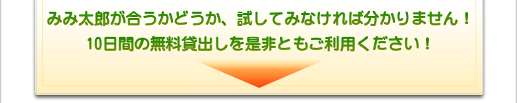みみ太郎が合うかどうか、試してみなければわかりません！⑩日間の無料貸出しをぜひともご利用ください！